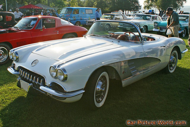 1959 White Corvette Front Left