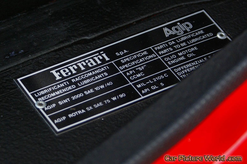 1989 328 GTS Engine Plaque